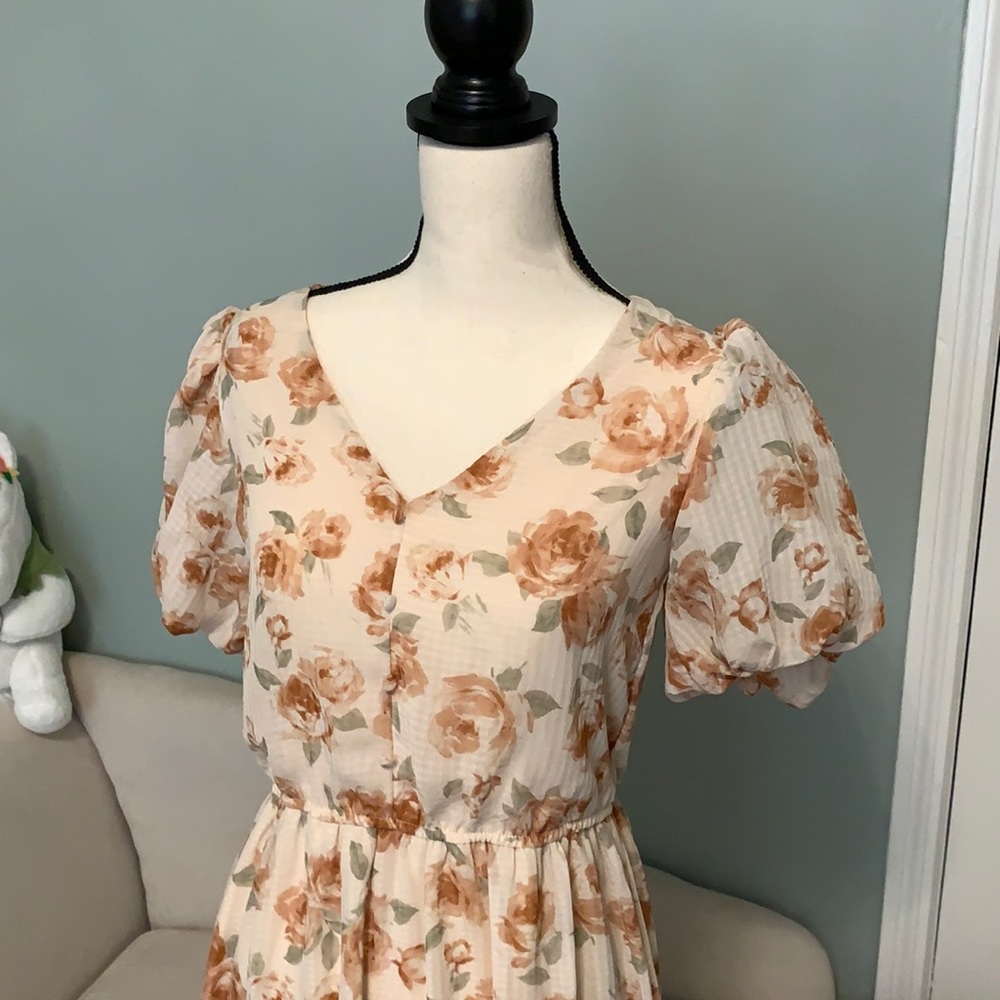 Puffed sleeve button down Maxi Dress